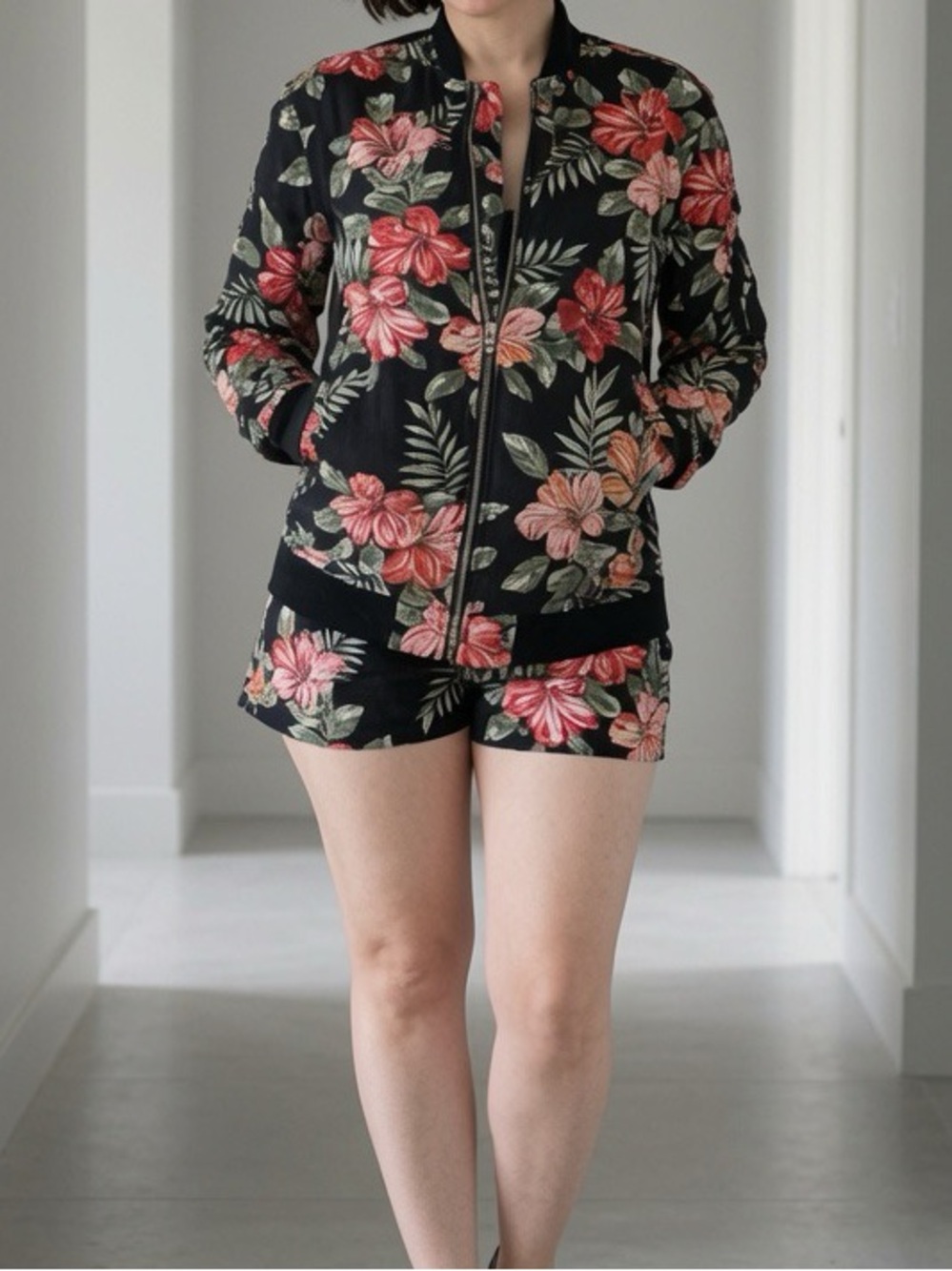 Ralph Lauren Denim & Supply Floral Bomber Jacket & Shorts Set XS Tropical